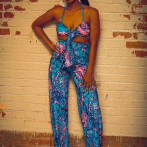 Two Piece Set/ Halter top/ Loose Pants